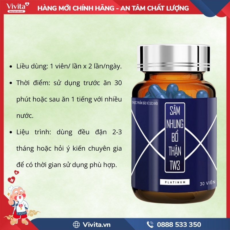 Cách dùng Sâm Nhung Bổ Thận TW3 Platinum