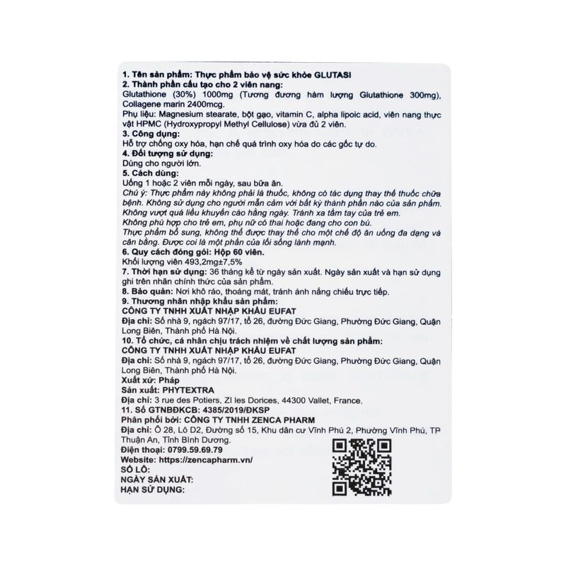 Glutasi Ocavill Viên Uống Hỗ Trợ Chống Oxy Hóa (Hộp 60 viên)