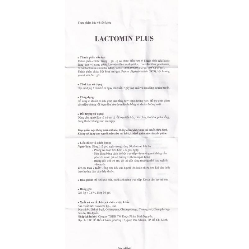 Probiotics Lactomin Plus Hàn Quốc Bột Hỗ Trợ Cân Bằng Hệ Vi Sinh Đường Ruột (Hộp 30 gói)
