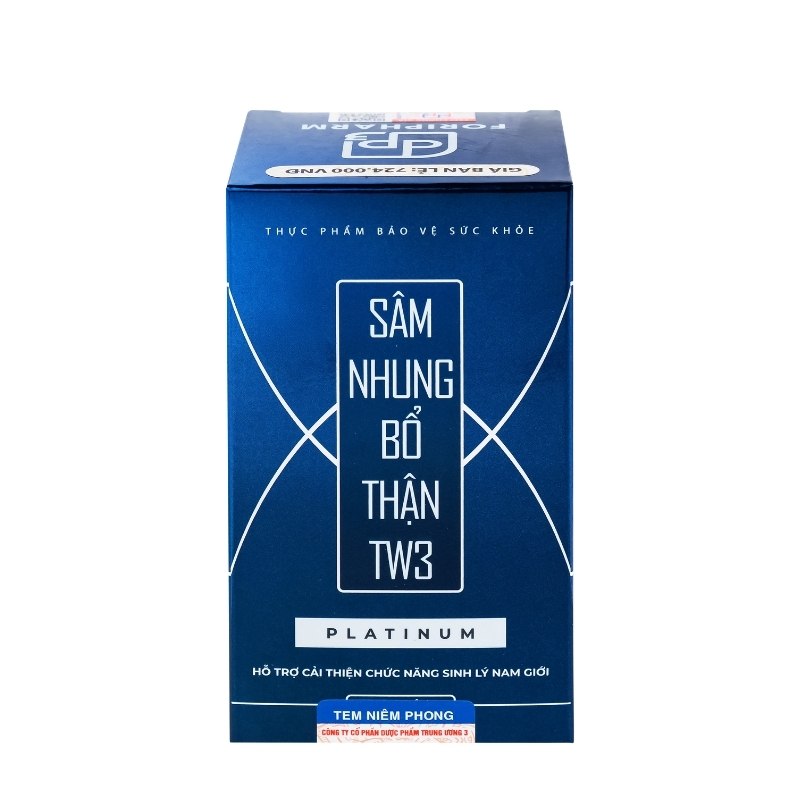 Sâm Nhung Bổ Thận TW3 Platinum Viên Uống Hỗ Trợ Bổ Thận, Tráng Dương (Hộp 60 viên)   