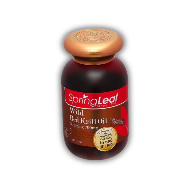 Viên uống Springleaf Wild Red Krill Oil Complex 700mg của Úc hỗ trợ cải thiện trí nhớ và thị lực (60 viên)