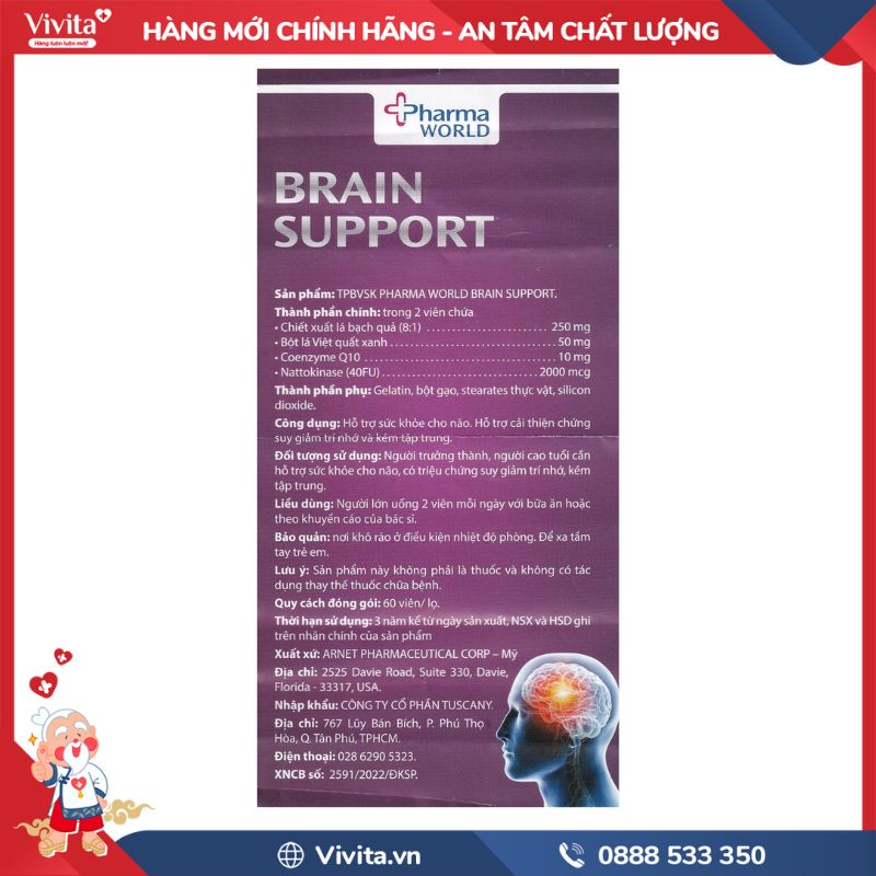 Thành phần của Brain Support Pharma World 