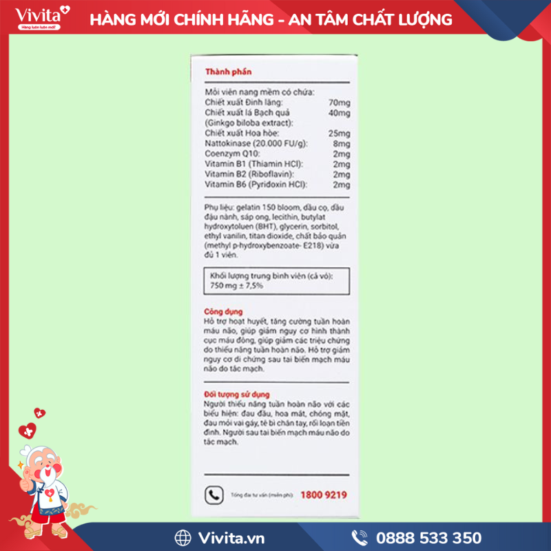 Thành phần của Hoạt Huyết Kawa 