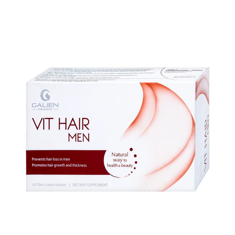 Viên uống Vit Hair Men Galien của Mỹ hỗ trợ giảm rụng tóc, kích thích mọc tóc cho nam giới (4 vỉ x 15 viên)