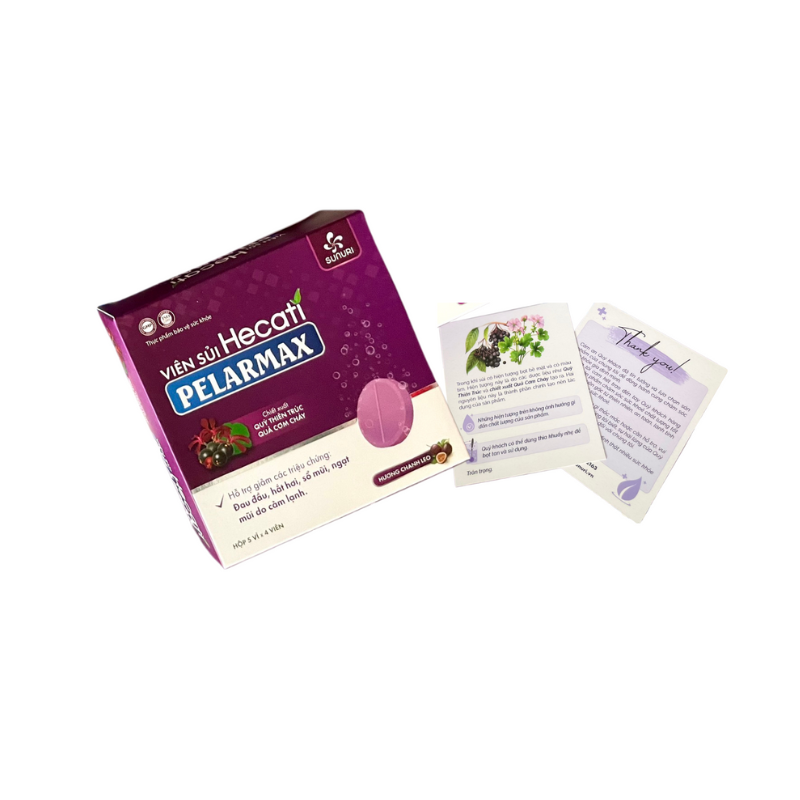 Viên Sủi Hecati Pelarmax Hỗ Trợ Giảm Đau Đầu, Sổ Mũi, Hắt Hơi (Hộp 5 vỉ x 4 viên)