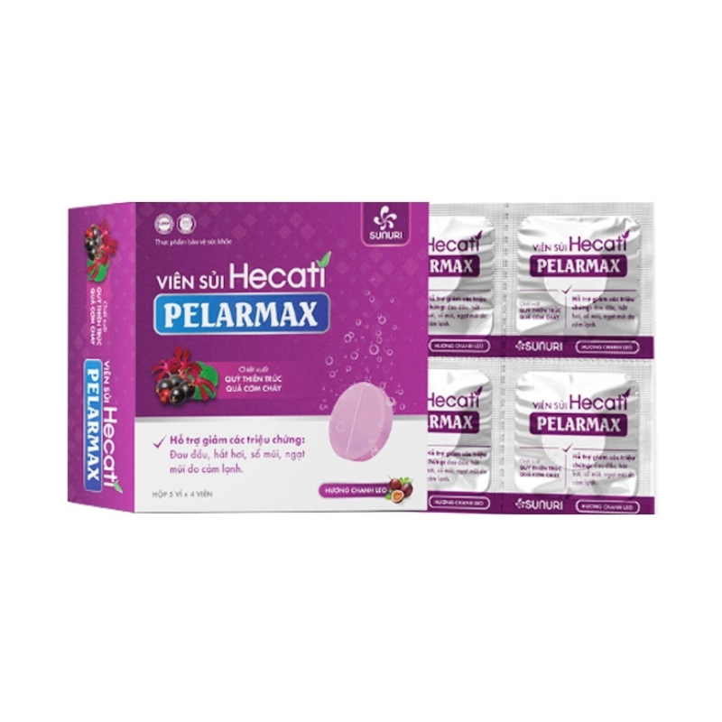 Viên Sủi Hecati Pelarmax Hỗ Trợ Giảm Đau Đầu, Sổ Mũi, Hắt Hơi (Hộp 5 vỉ x 4 viên)