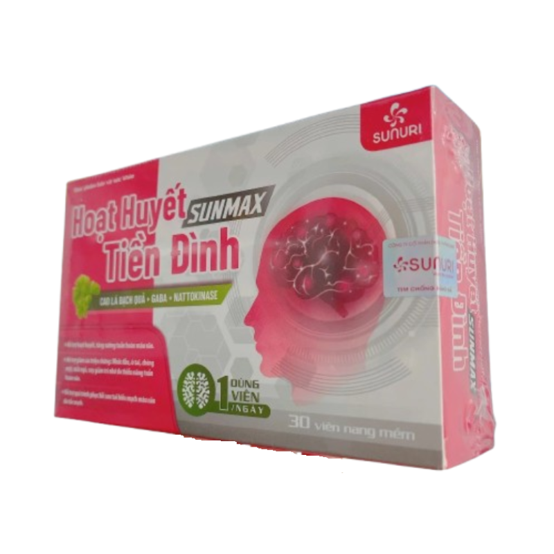 Hoạt Huyết Tiền Đình Sunmax Viên Uống Hỗ Trợ Tăng Cường Lưu Thông Máu (Hộp 3 vỉ x 10 viên)