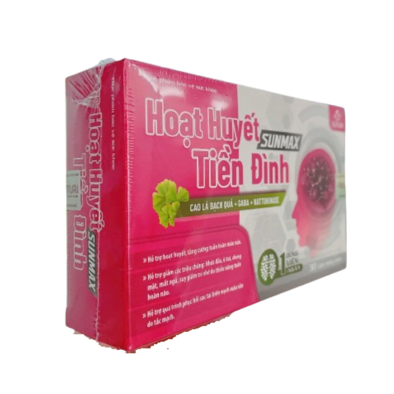 Hoạt Huyết Tiền Đình Sunmax Viên Uống Hỗ Trợ Tăng Cường Lưu Thông Máu (Hộp 3 vỉ x 10 viên)