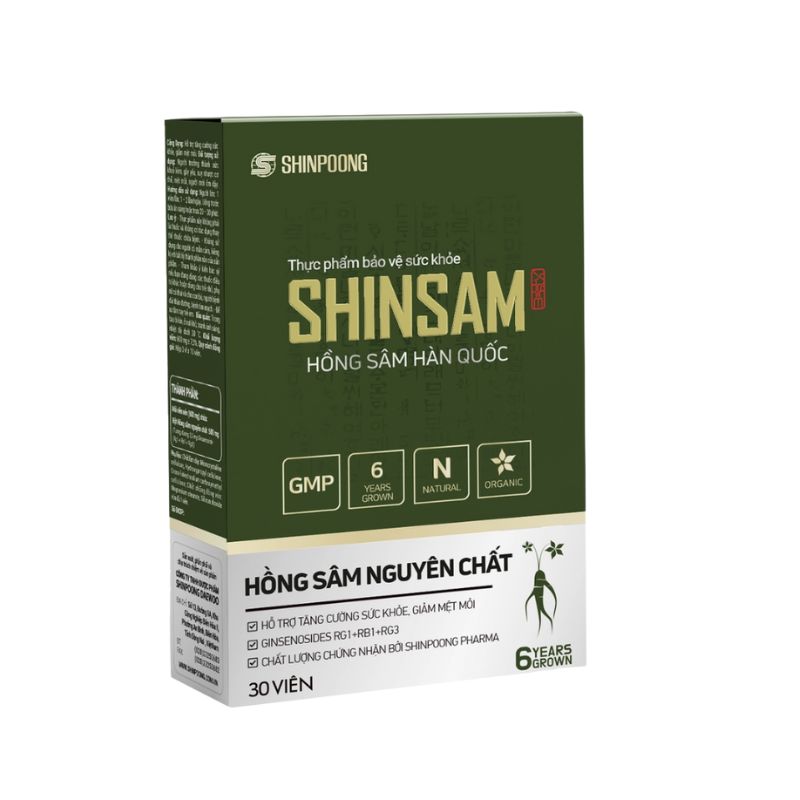 Hồng sâm Shinsam Shinpoong hỗ trợ tăng cường sức khỏe, giảm mệt mỏi (Hộp 30 viên)