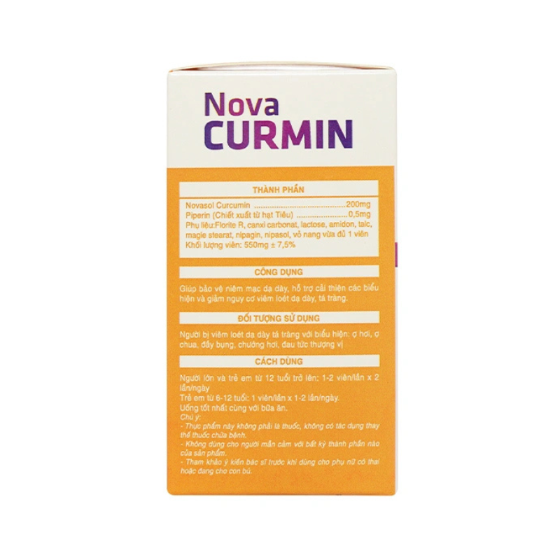 Nova Curmin Viên Uống Hỗ Trợ Bảo Vệ Niêm Mạc Dạ Dày (Hộp 30 viên)