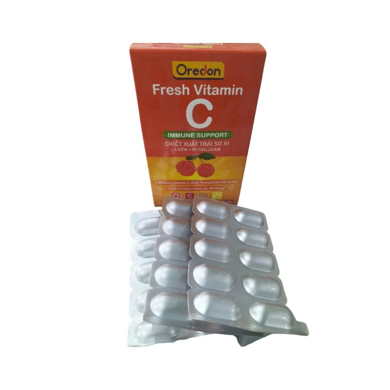 Oredon Fesh Vitamin C Viên Uống Hỗ Trợ Tăng Cường Sức Đề Kháng, Bổ Sung Vitamin C, Kẽm (Hộp 30 viên)