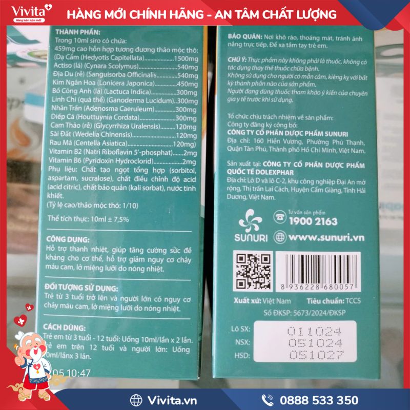 Thành phần của Oredon Heat Cool