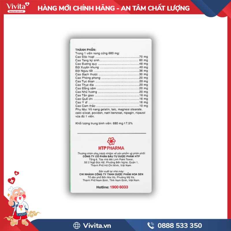 Thành phần Tê Nhức Chân Tay Bảo Nguyên