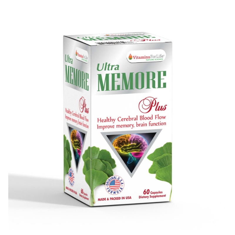 Ultra Memore Plus của Mỹ hỗ trợ tăng cường tuần hoàn máu não, cải thiện trí nhớ (Hộp 60 viên)