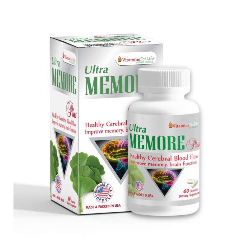 Ultra Memore Plus của Mỹ hỗ trợ tăng cường tuần hoàn máu não, cải thiện trí nhớ (Hộp 60 viên)