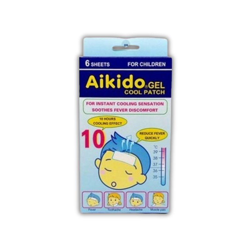 Aikido Miếng Dán Hạ Sốt, Ngăn Ngừa Co Giật, Đau Cơ, Đau Răng (Hộp 6 miếng, 2 miếng)