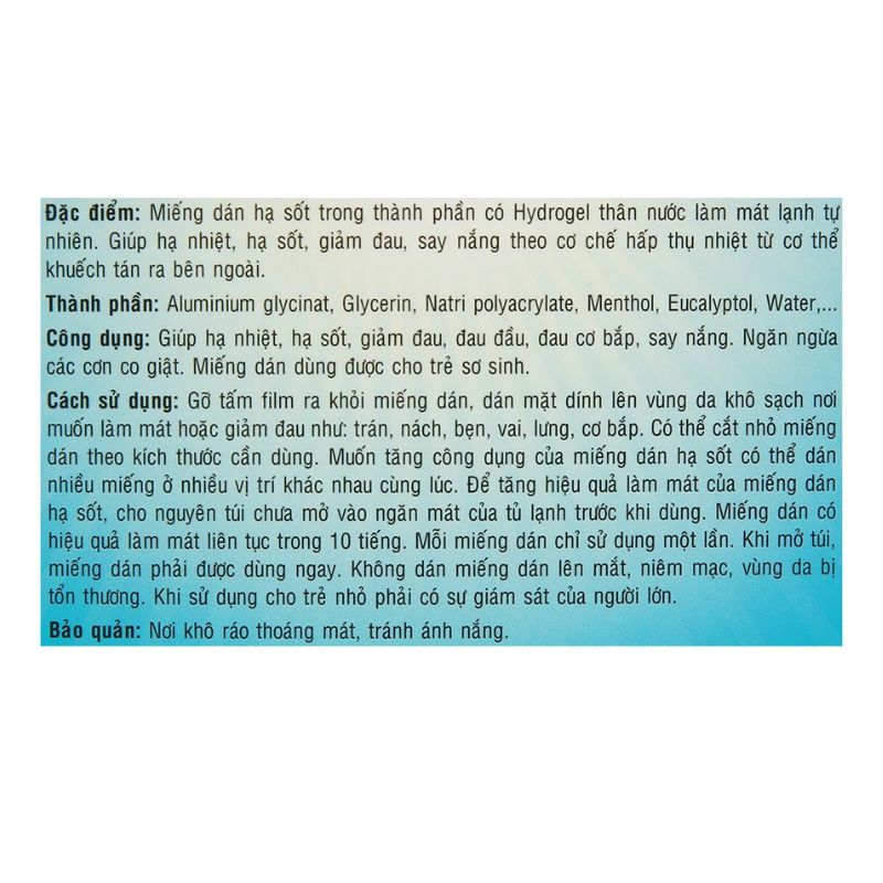 Miếng dán hạ sốt Sakura giúp làm mát, hỗ trợ hạ nhiệt và giảm đau (Hộp 3 gói x 2 miếng)