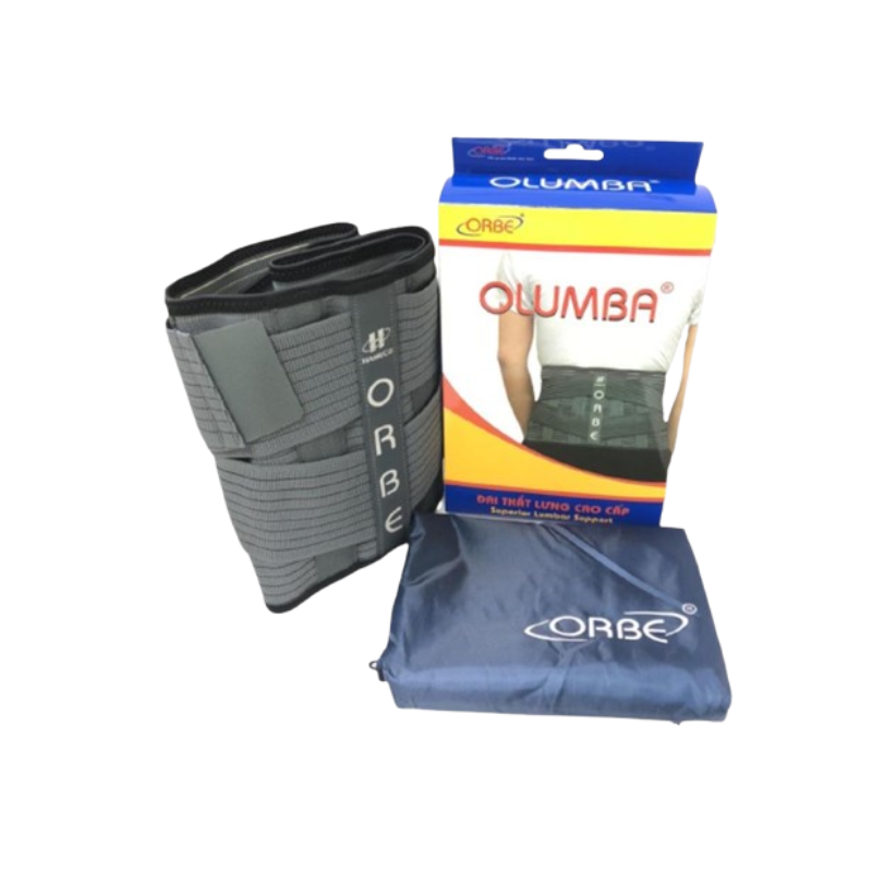 Đai thắt lưng Olumba Orbe size M màu ghi hỗ trợ giảm đau, cố định cột sống (Hộp 1 đai)