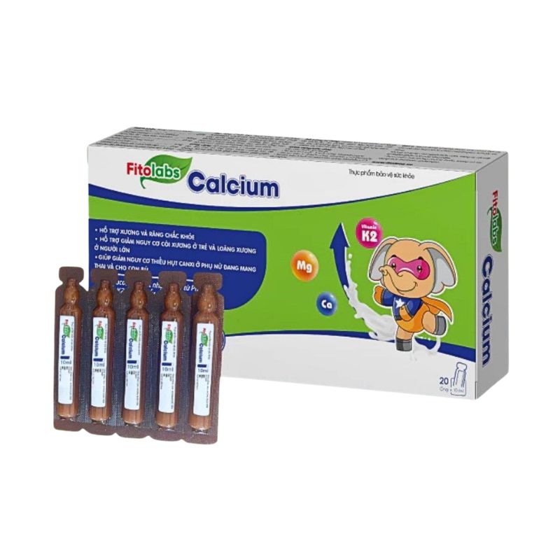 Fitolabs Calcium Dung Dịch Hỗ Trợ Tăng Chiều Cao, Phòng Ngừa Loãng Xương (Hộp 20 ống x 10ml)