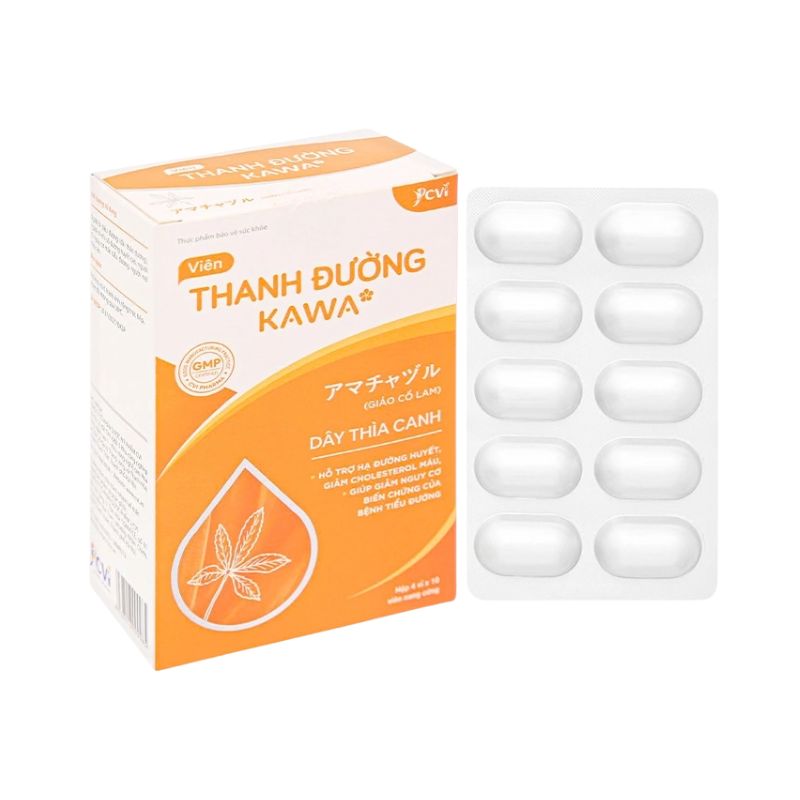 Thanh Đường Kawa Viên Uống Hỗ Trợ Ổn Hạ Đường Huyết, Giảm Cholesterol (Hộp 40 viên)