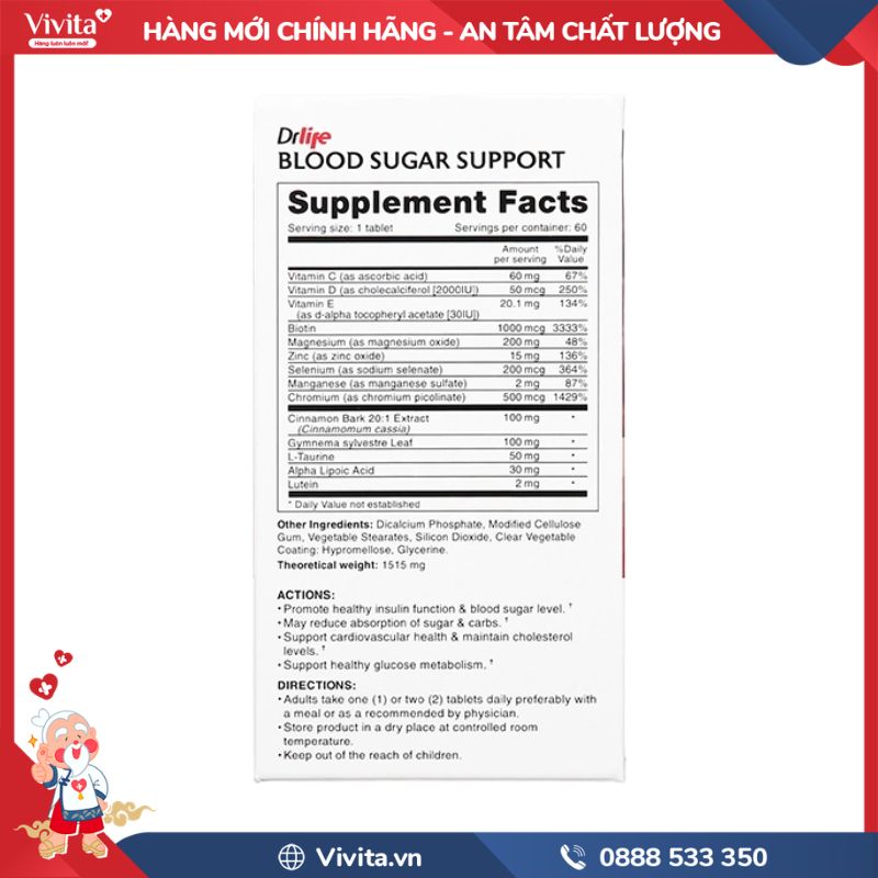 Thành phần của Blood Sugar Support