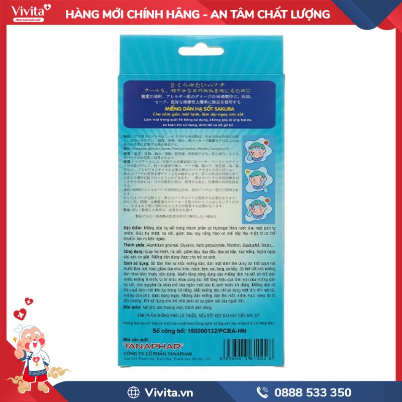 Thành phần của Miếng dán hạ sốt Sakura
