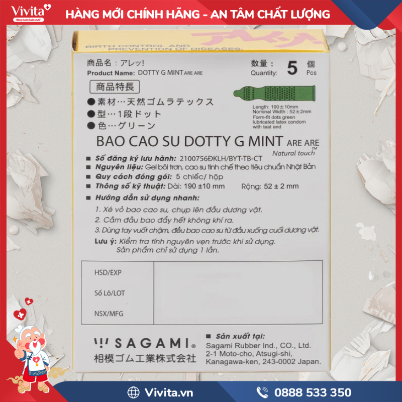 Thành phần của Bao Cao Su Dotty G Mint Are - Are