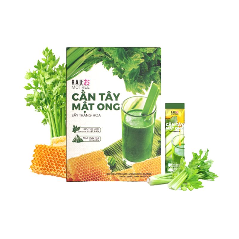 Bột Cần Tây Mật Ong Motree Hỗ Trợ Kiểm Soát Cân Nặng Và Làm Đẹp Da (Hộp 14 gói x 4g)