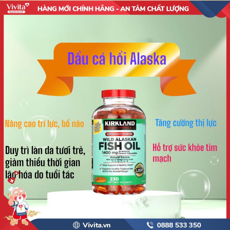 Công dụng của Kirkland Wild Alaskan Fish Oil 1400mg