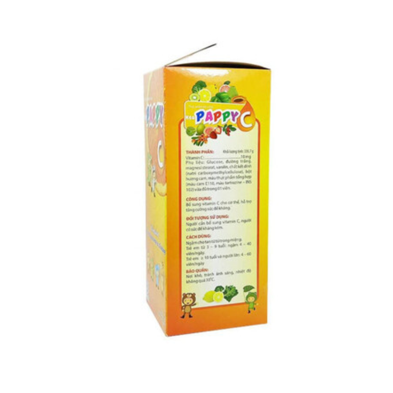 Kẹo Pappy C bổ sung Vitamin C, hỗ trợ tăng cường sức đề kháng (Hộp 35 gói)