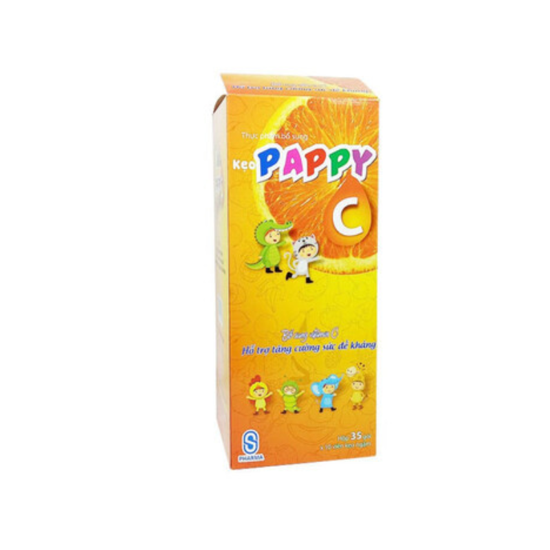 Kẹo Pappy C bổ sung Vitamin C, hỗ trợ tăng cường sức đề kháng (Hộp 35 gói)