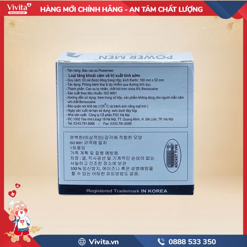 Thành phần của Bao cao su cá ngựa kéo dài thời gian Power Men Longer Plus Type (bạc)
