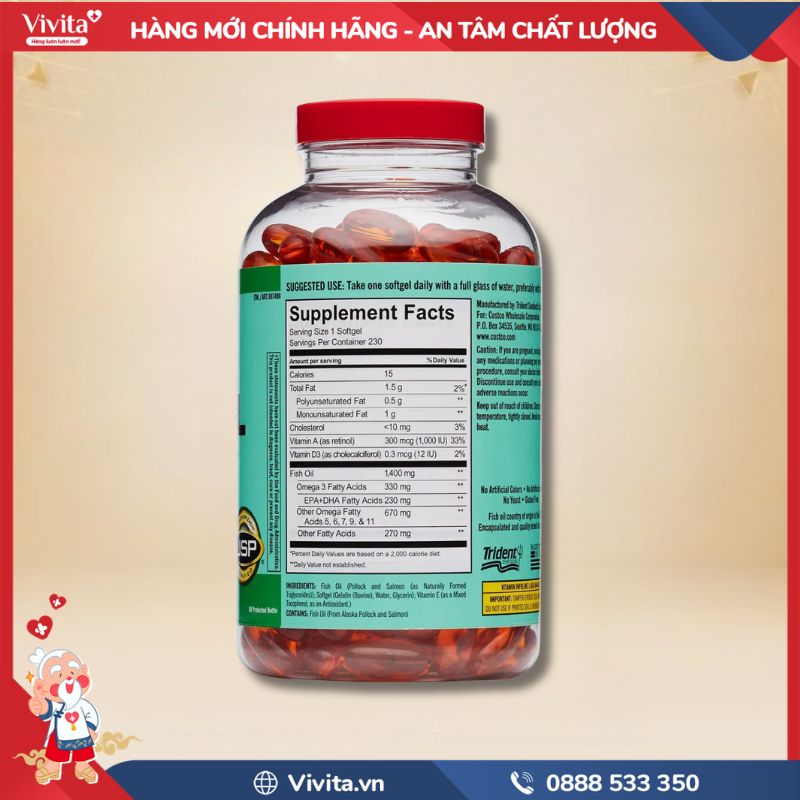 Thành phần của Kirkland Wild Alaskan Fish Oil 1400mg