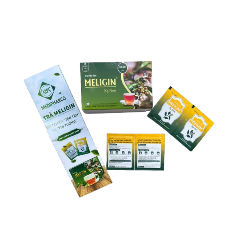 Trà hòa tan Meligin Xạ đen hỗ trợ thanh nhiệt, chống oxy hóa (Hộp 30 gói x 2g)