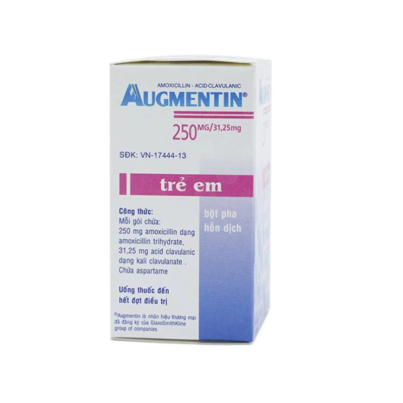 Augmentin 250mg/31.25mg Điều Trị Nhiễm Khuẩn Đường Hô Hấp Trên Và Dưới, Nhiễm Khuẩn Xương Khớp (Hộp 12 gói)