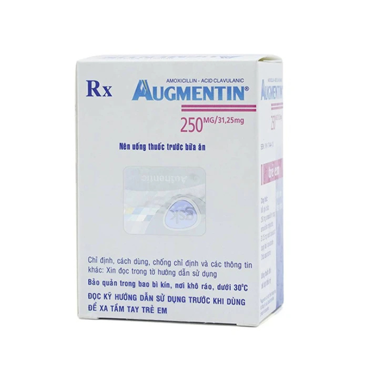 Augmentin 250mg/31.25mg Điều Trị Nhiễm Khuẩn Đường Hô Hấp Trên Và Dưới, Nhiễm Khuẩn Xương Khớp (Hộp 12 gói)