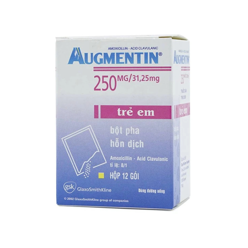 Augmentin 250mg/31.25mg Điều Trị Nhiễm Khuẩn Đường Hô Hấp Trên Và Dưới, Nhiễm Khuẩn Xương Khớp (Hộp 12 gói)