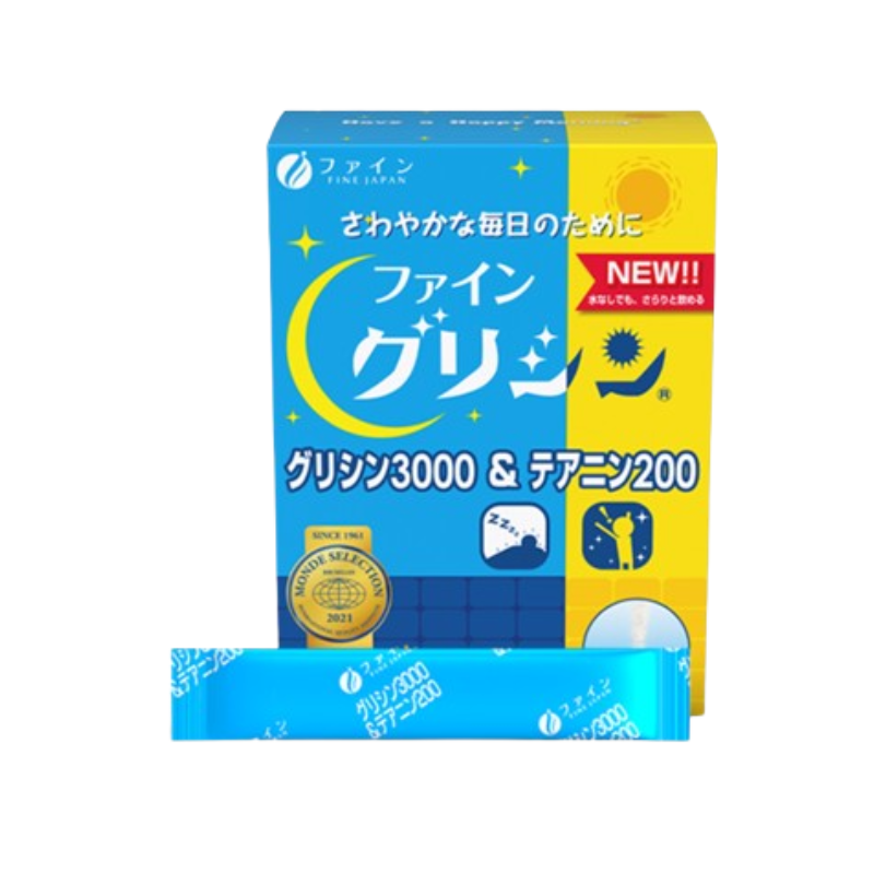 Bột Glycine & Theanine Fine Japan của Nhật giúp ngủ sâu, thư giãn tinh thần (Hộp 30 gói)