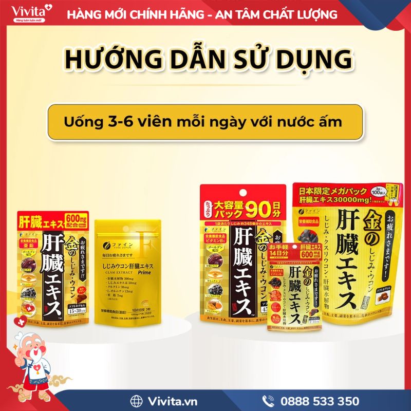 Cách dùng Clam Extract with Liver Hydrolysate and Turmeric Premium Fine Japan