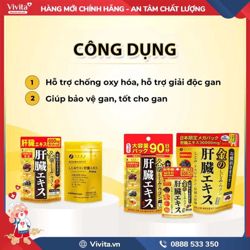 Công dụng của Clam Extract with Liver Hydrolysate and Turmeric Premium Fine Japan