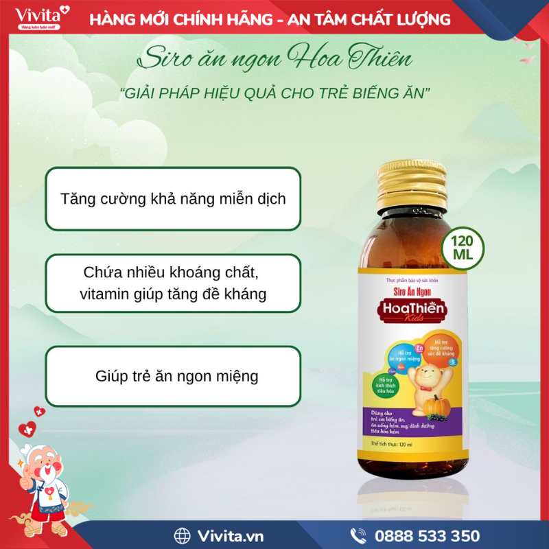 Công dụng của Siro ăn ngon Hoa Thiên Kids