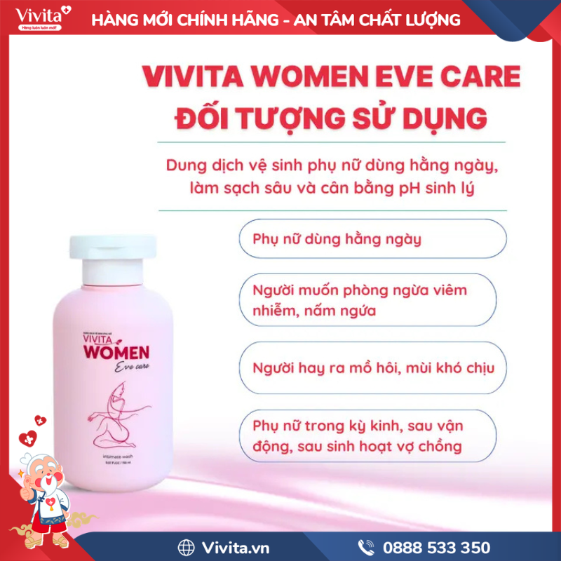 Đối tượng sử dụng dung dịch vệ sinh VIVITA WOMEN EVE CARE