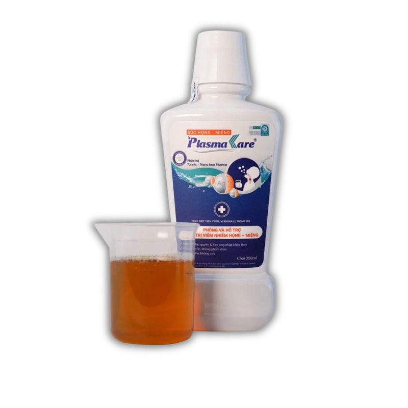 Nước Súc Miệng Họng PlasmaKare Hỗ Trợ Kháng Khuẩn, Virus, Giảm Nhanh Ho, Viêm, Rát Họng (chai 250ml)
