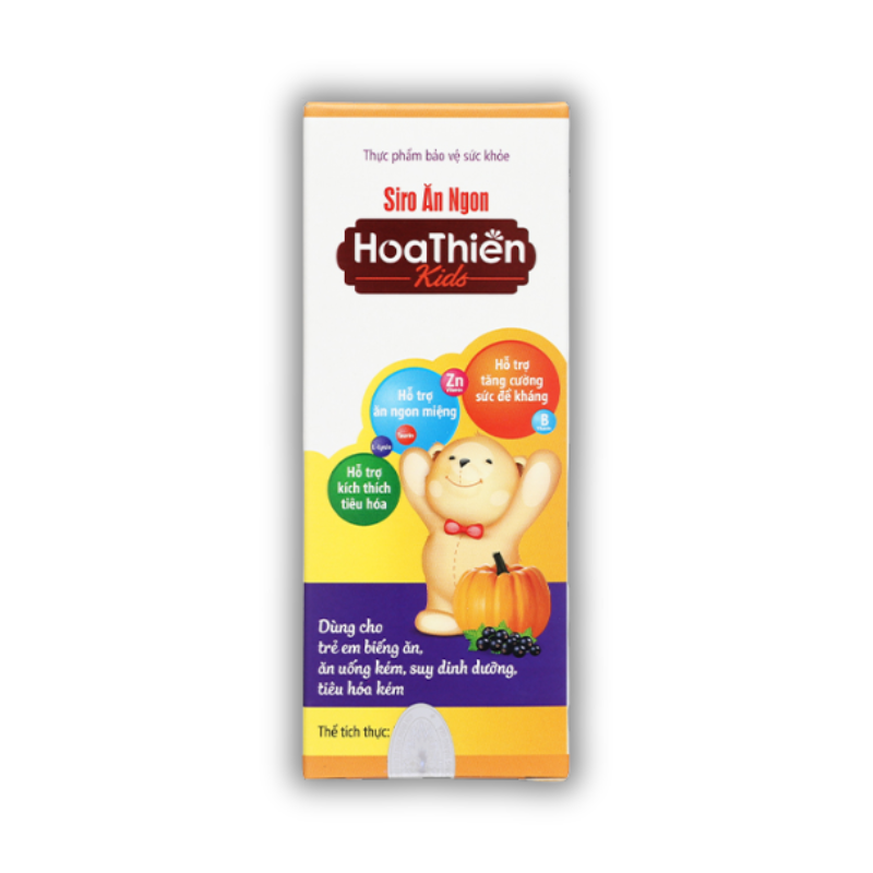 Siro ăn ngon Hoa Thiên Kids giúp bé ăn ngon, hỗ trợ phát triển trí não, tăng sức đề kháng (Chai 120ml)