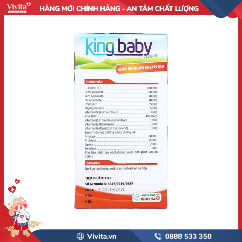 Thành phần của King Baby Siro Ăn Ngon Enzym Kid