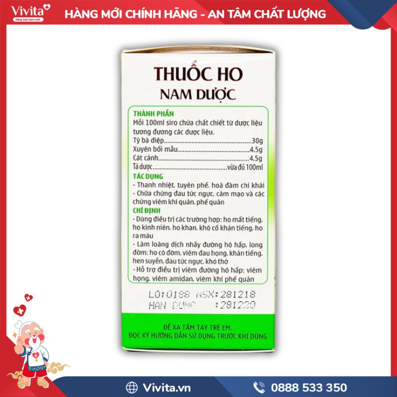 Thành phần của Siro ho Nam Dược  