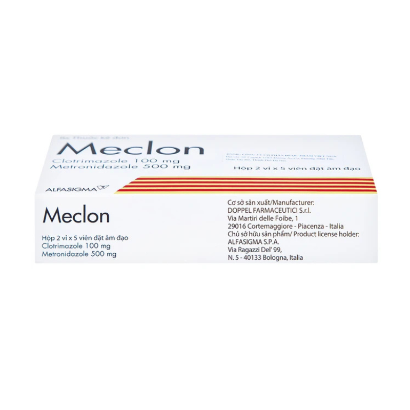 Viên đặt Meclon Ý Hỗ Trợ Điều Trị Viêm Âm Đạo, Viêm Cổ Tử Cung (Hộp 2 vỉ x 5 viên)