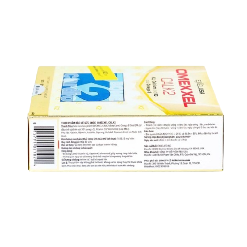 Viên Uống Omexxel Calk2 Hỗ Trợ Bổ Sung Canxi, Vitamin D3, K2 Giúp Xương Chắc Khỏe, Giảm Nguy Cơ Còi Xương Ở Trẻ Nhỏ (Hộp 30 viên)