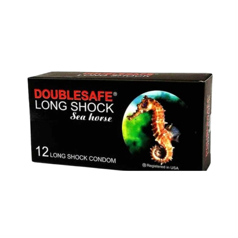 Doublesafe Long Shock Sea Horse Bao Cao Su  Hỗ Trợ Ngăn Ngừa Các Bệnh Lây Nhiễm Qua Đường Tình Dục, Có Thai Ngoài Ý Muốn (Hộp 12 cái)