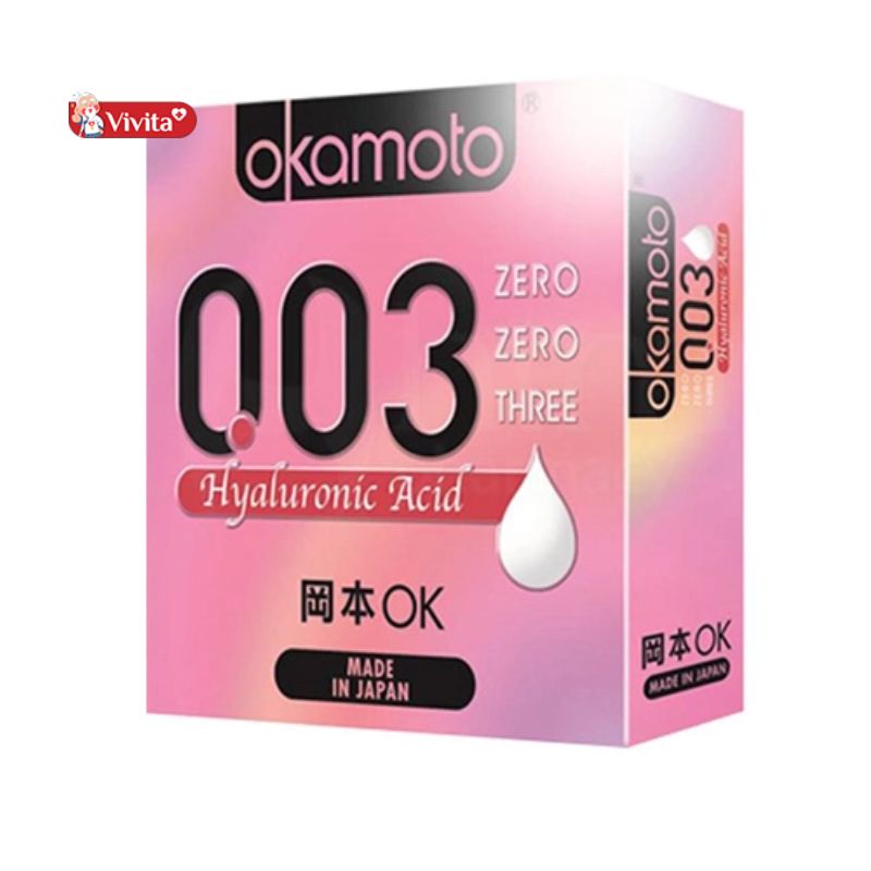 Bao Cao Su Okamoto 0.03 Hyaluronic Acid Dưỡng Ẩm Và Bôi Trơn